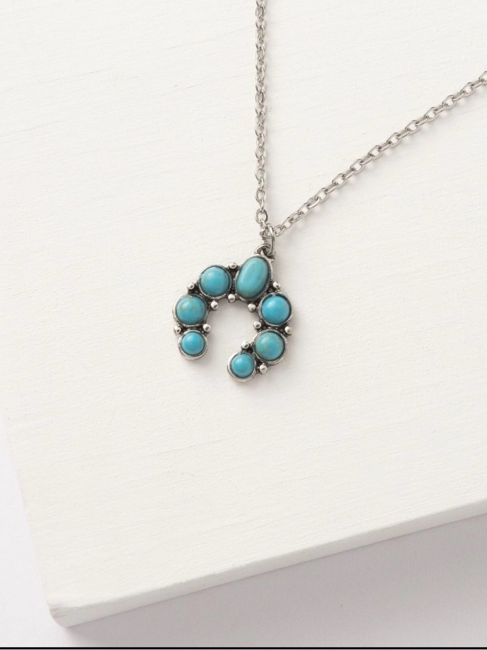 Plunder Design Lucie Turquoise Color Pendant Stainless Steel Necklace Horseshoe - Picture 2 of 9